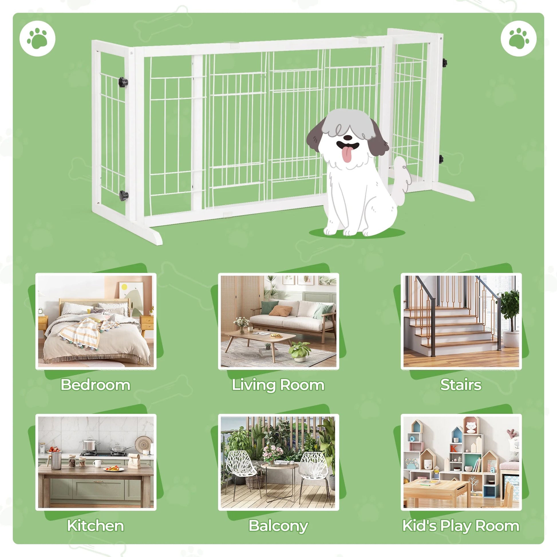 Freestanding Wood Pet Gate, 38"-71"