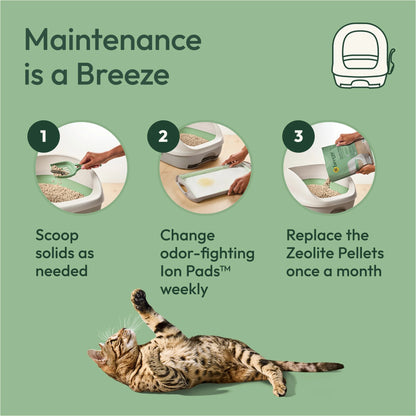 Purina  Breeze Covered Cat Litter Box System Kit with Pellet Cat Litter, Hooded Litter Box, and Litter Box Pads