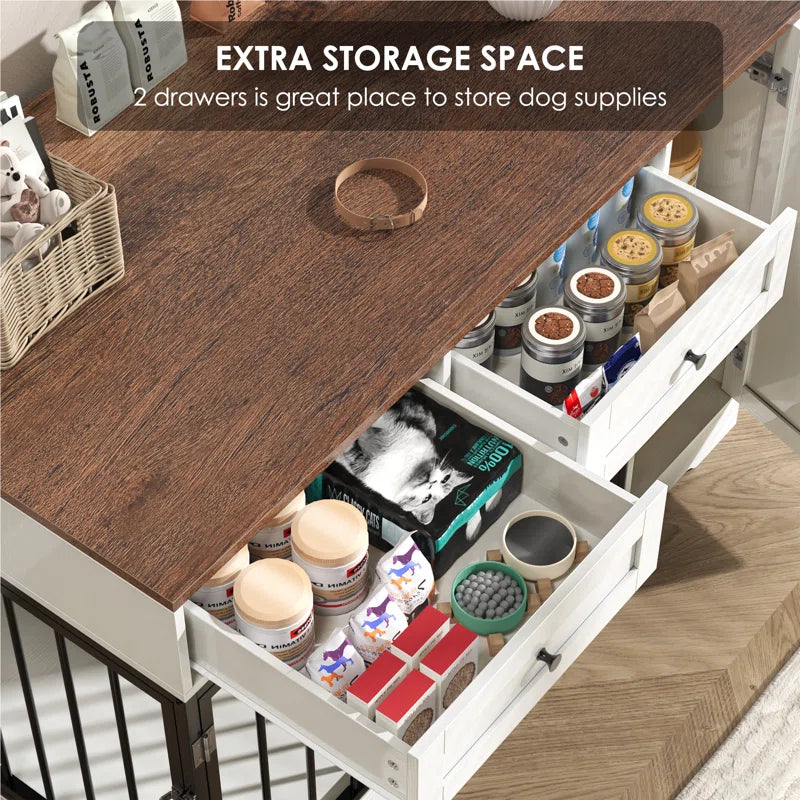 47.2" Modern Wooden Dog Crate Furniture